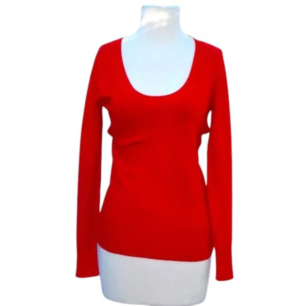Attention Women's Sweater Scoop Neck Long Sleeve Ribbed